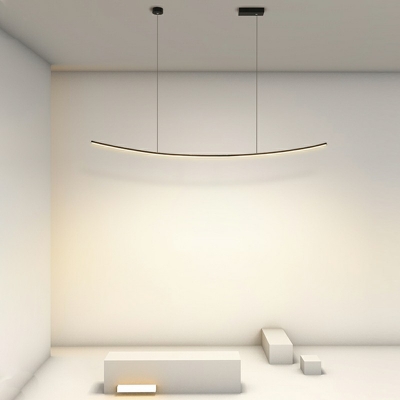 1 Light Arc Shade Hanging Light Modern Style Metal Pendant Light for Living Room