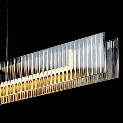 1-Light Island Ceiling Light Modern Style Rectangular Shape Glass Pendant Lighting