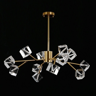 12 Lights Contemporary Sputnik Chandelier Lighting Beveled Crystal Prisms Ceiling Chandelier