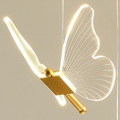 14-Light Hanging Lamp Kit Modern Style Butterfly Shape Metal Cluster Pendant Light