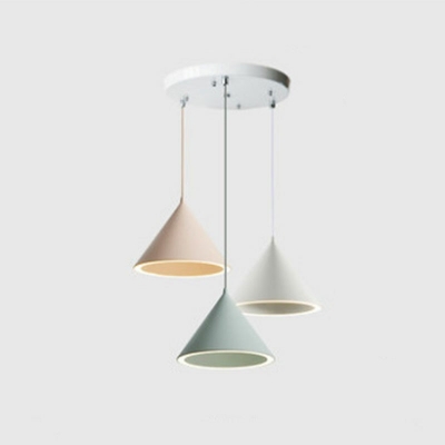 3-Light Hanging Light Fixtures Modern Style Cone Shape Metal Cluster Pendant Light