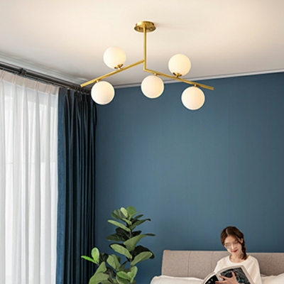 5-Light Chandelier Light Fixtures Modernist Style Globe Shape Glass Ceiling Light