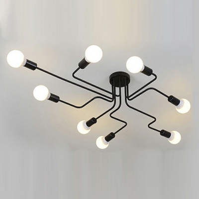8-Light Flush Mount Lights Antique Style Sputnik Shape Metal Ceiling Light Fixture