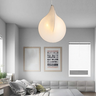 Contemporary Down Lighting White Silk Hanging Light Fixtures for Dining Room Living Room