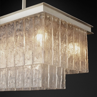 Contemporary Rectangle Island Lighting Fixtures Faceted Crystal Panels Island Lamps