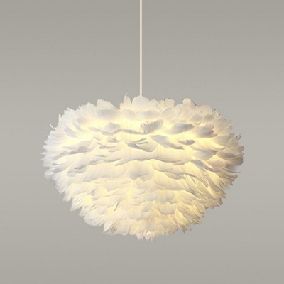 Modern Style Hanging Lights 1 Light Feather Material Hanging Light Kit for Living Room Bedroom