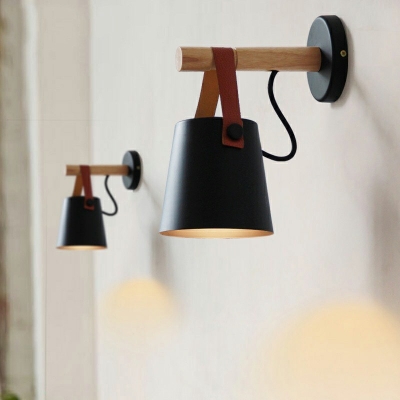 Modern Wall Sconces Lighting Fixtures Wood Cylinder 1 Light Indoor Wall Hanging Lights