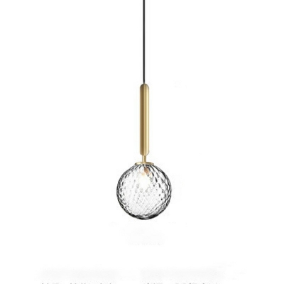 1-Light Pendant Light Fixture Minimal Style Globe Shape Metal Hanging Lights