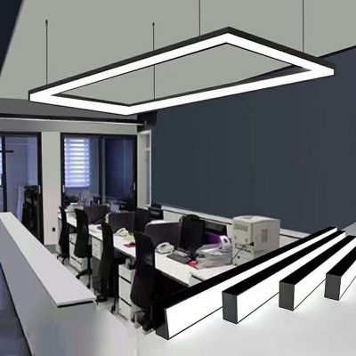 1 Light Rectangle Shade Hanging Light Modern Style Metal Pendant Light for Living Room