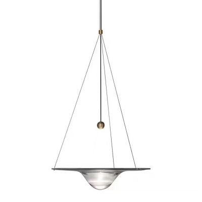 1-Light Suspension Pendant Light Modern Style Disc Shape Glass Hanging Lamp Kit