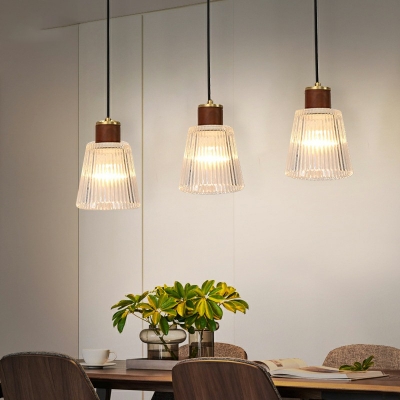 3 Lights Flared Shade Hanging Light Modern Style Glass Pendant Light for Living Room