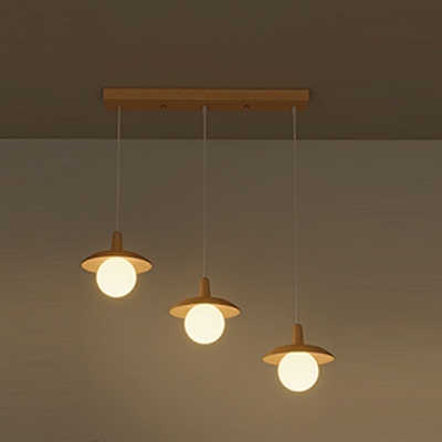 3 Lights Globe Shade Hanging Light Modern Style Glass Pendant Light for Dining Room
