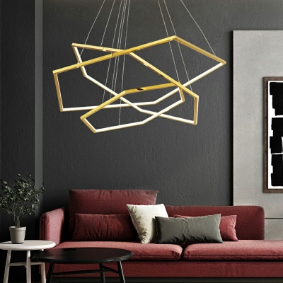 3 Lights Polygon Shade Hanging Light Modern Style Metal Pendant Light for Dining Room