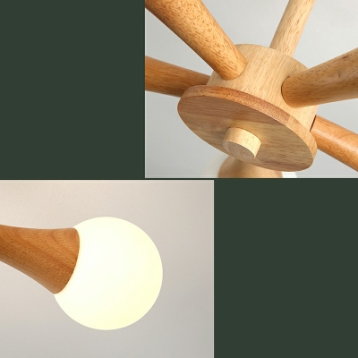 5 Lights Globe Shade Hanging Light Modern Style Glass Pendant Light for Living Room