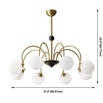 American Style Chandelier 8 Head Glass Ceiling Chandelier for Bedroom Dining Room