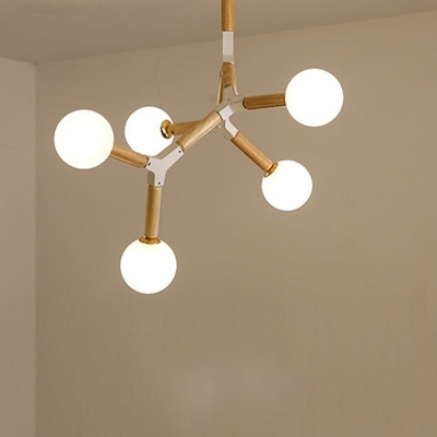 Modern Chandelier Lighting Fixtures Wood Modern 5 Lights Living Room Chandelier Lamp