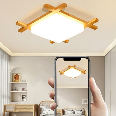 Modern Style LED Flushmount Light Nordic Style Wood Acrylic Celling Light for Living Room