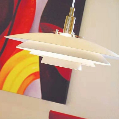 White 1 Light Metal Hanging Ceiling Light Modern Nordic Suspension Pendant Light for Living Room
