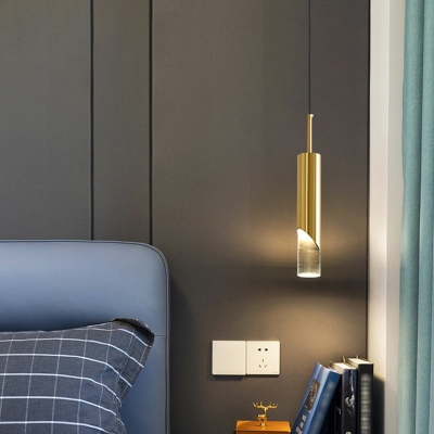 1 Light Acrylic and Metal Hanging Light Fixtures Modern Bedroom Pendant Ceiling Lights