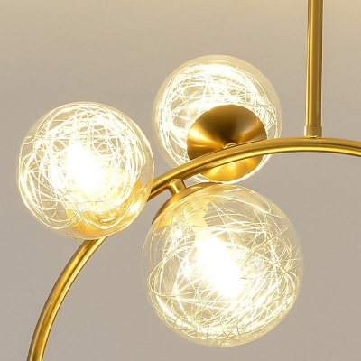 6 Lights Globe Glass Chandelier Lighting Fixtures Modern Minimalism Hanging Chandelier
