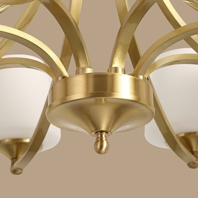 8-Light Chandelier Light Transitional Style Cone Shape Metal Suspension Pendant Light