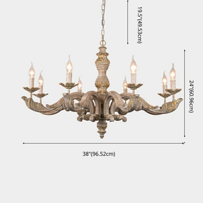 8-Light Chandelier Lighting Traditional Style Swooping Arm Shape Wood Hanging Pendant Ceiling Lights