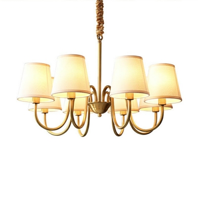 American Style Chandelier 8 Head Fabric Shade Ceiling Chandelier for Cafe Living Room