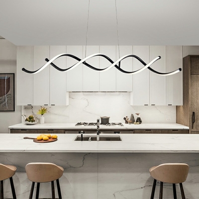 Black Metal LED Island Chandelier Lights Criss-Cross Modern Dinning Room Minimalism Ceiling Pendant Light