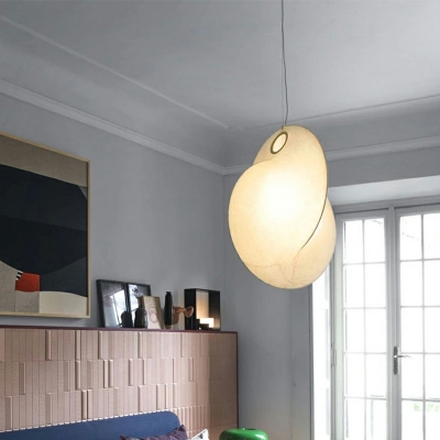 Contemporary Down Lighting White Silk Material Hanging Light Fixtures for Living Room