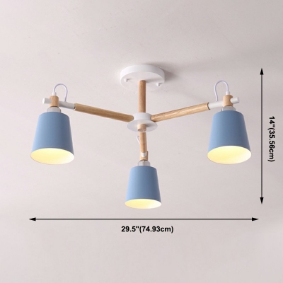 Modern Style LED Chandelier Light 3 Lights Nordic Style Macaron Metal Acrylic Pendant Light for Living Room