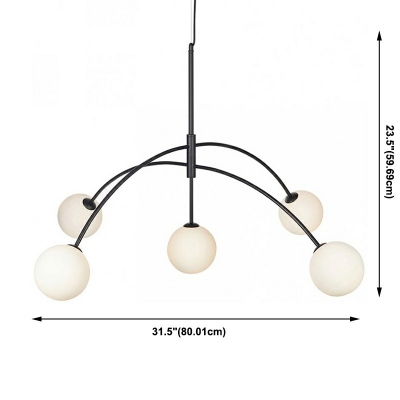 Modern Style LED Chandelier Light 5 Lights Nordic Style Metal Glass Pendant Light for Bedroom
