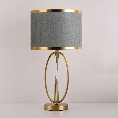1-Light Nights and Lamp Minimalism Style Drum Shape Metal Table Lamps For Bedroom