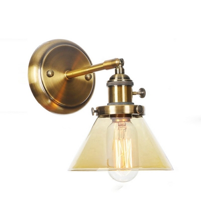 1-Light Sconce Lighting Fixtures Industrial Style Clad Cone Shape Metal Wall Light Shade