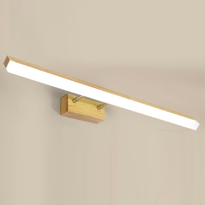 1-Light Wall Mount Light Fixture Minimalist Style Liner Shape Wood Sconce Light Fixture