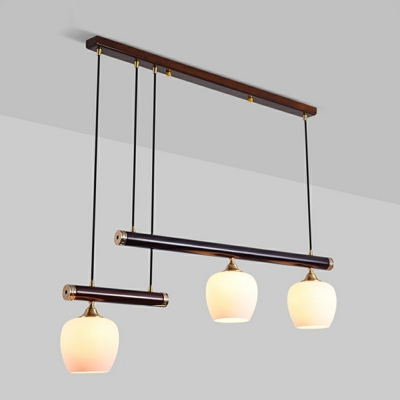 3 Light Glass and Wood Chandelier Lighting Fixture Modern Dinning Room Ceiling Chandelier