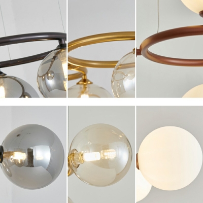 9 Lights Contemporary Globe-Shaped Chandelier Lighting Fixtures Glass Suspension Pendant Light