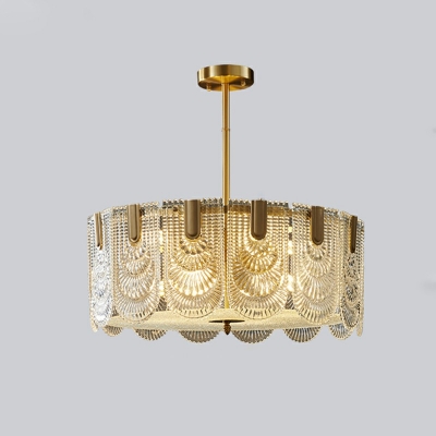 9 Lights Flared Shade Hanging Light Modern Style Glass Pendant Light for Living Room