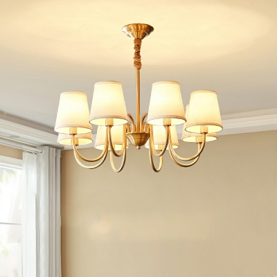 American Style Chandelier 8 Head Fabric Shade Vintage Ceiling Chandelier for Living Room Bedroom