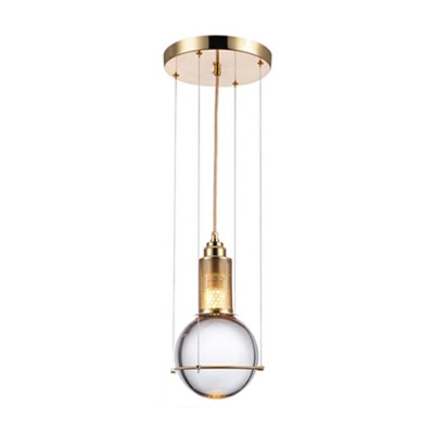 Contemporary Clear Glass Ball Pendant Light Kit Metal Hanging Ceiling Light