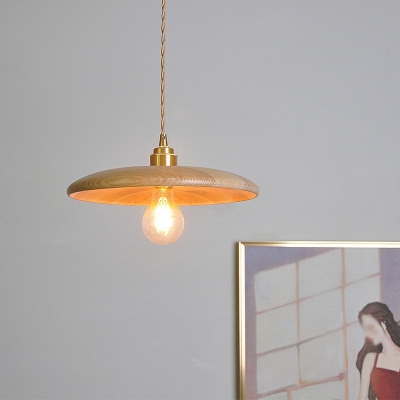Contemporary Hanging Lamp Kit 1 Light Wood Down Lighting Pendant for Living Room Bedroom