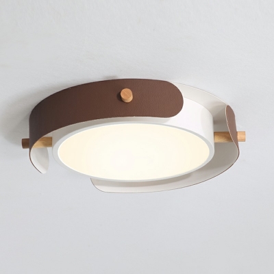 Minimalist Circular Flush Mount Ceiling Light Fixtures Drum Acrylic and Wood Flushmount Lighting
