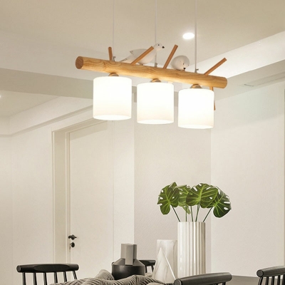 Modern Island Chandelier Lights Glass and Wood Basic Dinning Room Pendant Lighting Fixtures