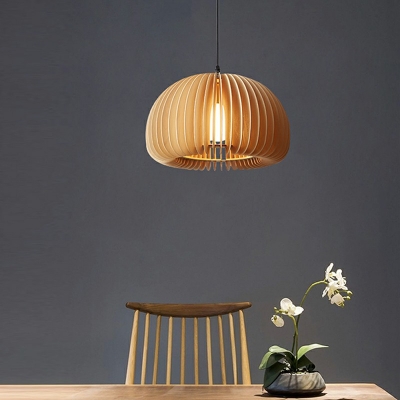 Modern Simple Drop Pendant Wood Material Suspension Pendant for Dining Room