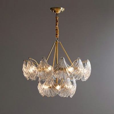 Modern Style LED Chandelier Light 12 Lights Nordic Style Glass Metal Pendant Light for Living Room