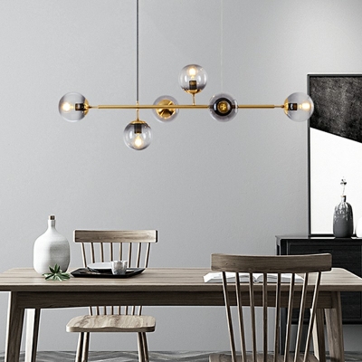 Modern Style LED Pendant Light 6 Lights Nordic Style Metal Glass Chandelier Light for Dinning Room