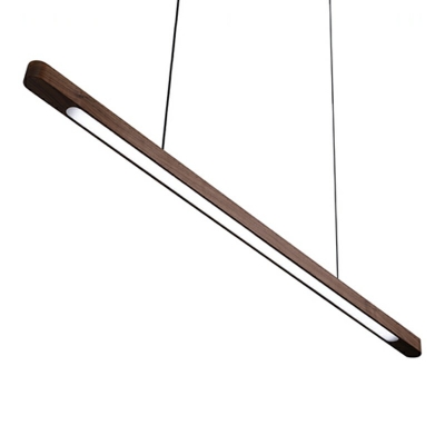 Modern Style LED Pendant Light Minimalism Style Linear Wood Acrylic Hanging Light for Office