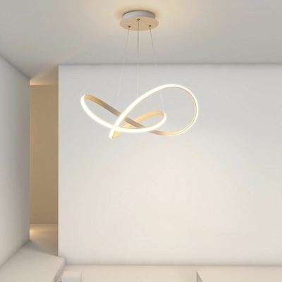 Modern Style Spiral Shade Pendant Light Aluminum 2 Lights Hanging Light for Living Ronm