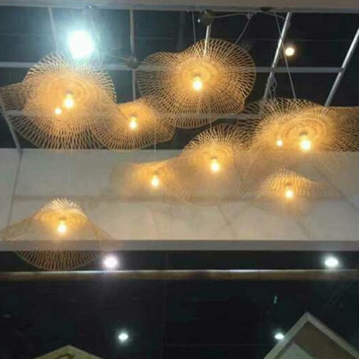 Woven Shade 1 Light Handwoven Modern Hanging Light Fixtures Asia Suspension Pendant for Living Room