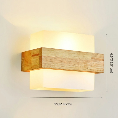 1-Light Wall Light Minimalist Style Rectangle Shape Wood Sconce Light Fixture
