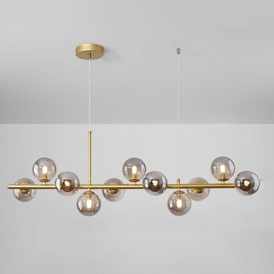 11 Lights Globe Shade Hanging Light Modern Style Glass Pendant Light for Living Room